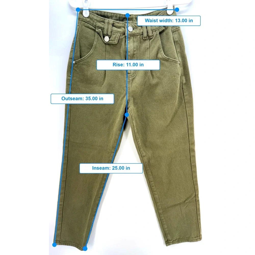 Dazy Olive Green Cotton High Rise Tapered Mom Jeans Sz M Utility Gorpcore‎ Y2K